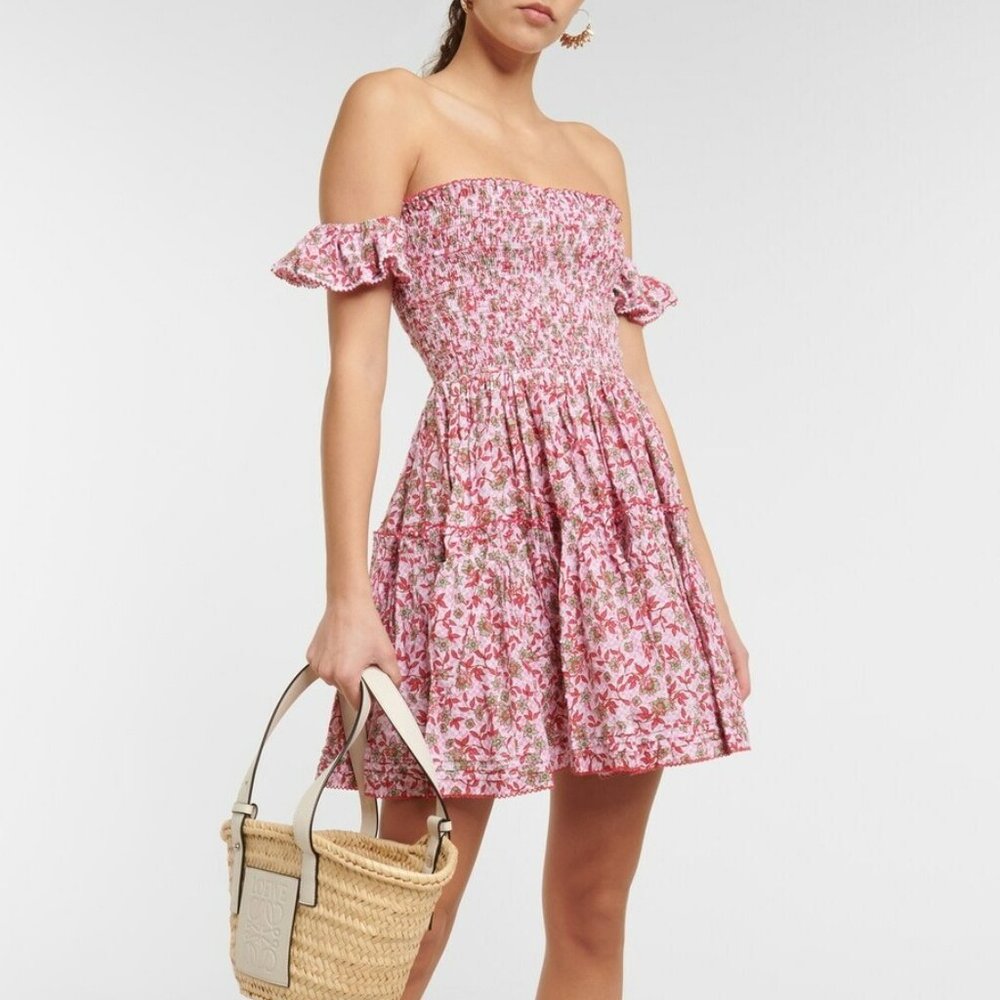 Poupette St. Barth Aurora Mini Dress in Pink Blossom Size Medium